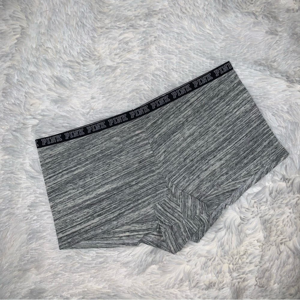 NWT Victoria’s Secret PINK Rare Logo Boyshort Shortie Panties Grey Medium